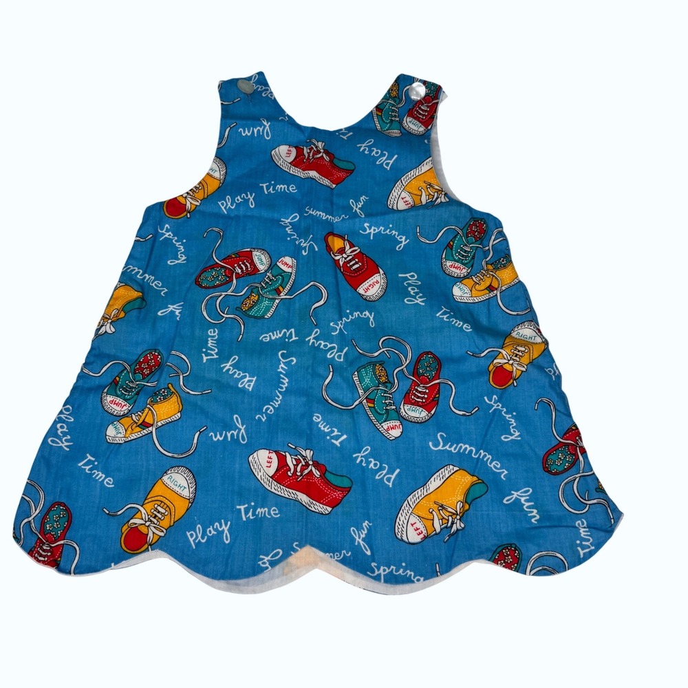 Vintage Holiday Sportswear Miami Baby Toddler Dress Sneakers Print Blue apx 2T